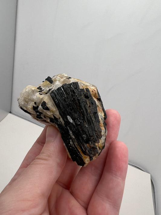 Black Tourmaline on Quartz